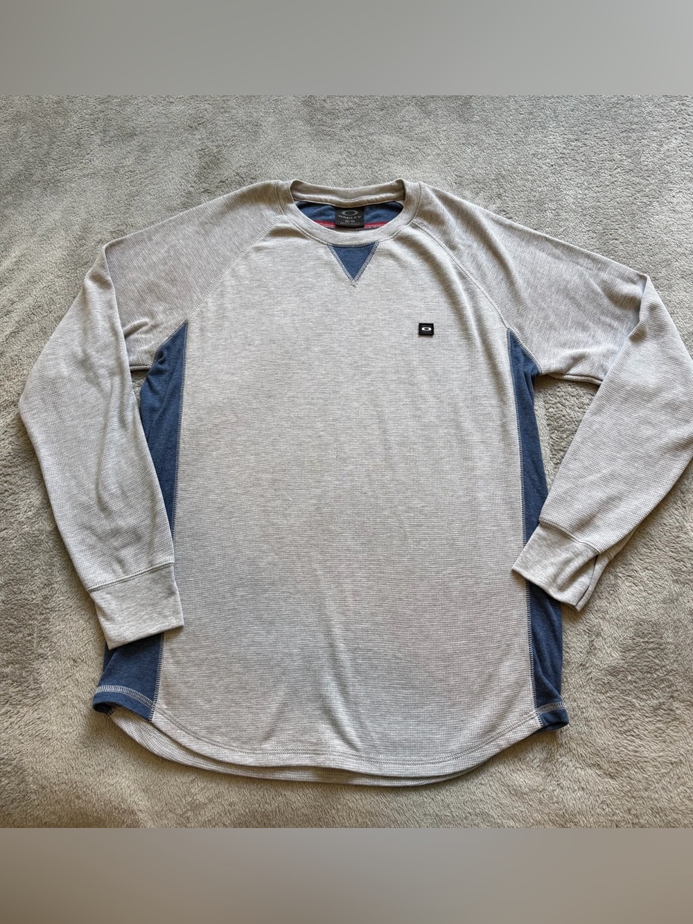 Oakley Waffle Thermal Long Sleeve Blue Gray Shirt Size Medium